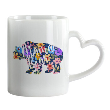 Mama Bear floral, Mug heart handle, ceramic, 330ml
