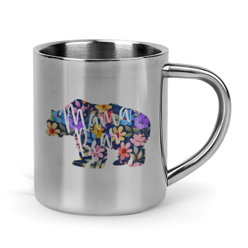Mama Bear floral, Mug Stainless steel double wall 300ml