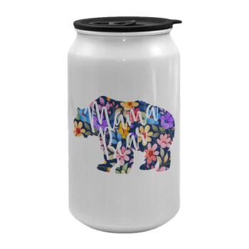 Mama Bear floral, Κούπα ταξιδιού μεταλλική με καπάκι (tin-can) 500ml