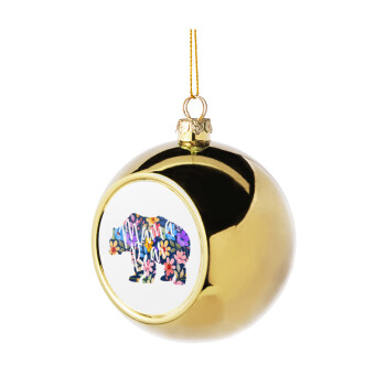 Mama Bear floral, Χριστουγεννιάτικη μπάλα δένδρου Χρυσή 8cm