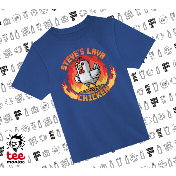 Steve's Lava Chicken, Παιδικό T-Shirt ΜΠΛΕ από 100% βαμβάκι, για κάθε μέρα. Vegan & OEKO-TEX πιστοποιημένο.