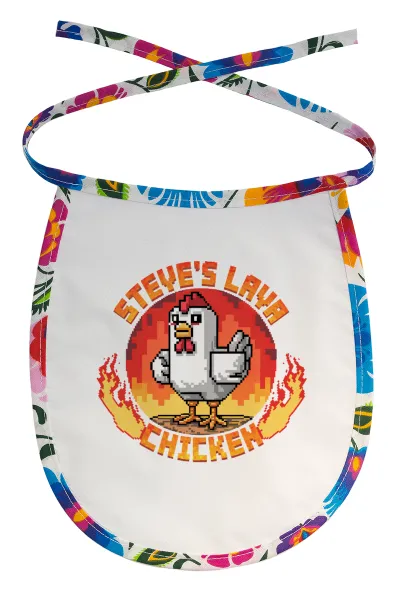 Steve's Lava Chicken — Stain-resistant baby bib with tie, multicoloured