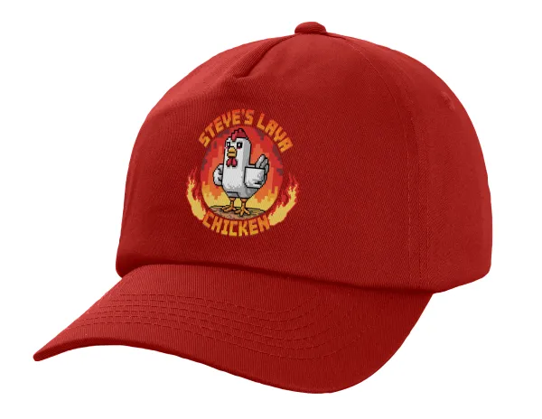 Steve's Lava Chicken — Πεντάφυλλο Καπέλο Ενηλίκων Baseball, 100% Βαμβακερό,  Κόκκινο (ΒΑΜΒΑΚΕΡΟ, ΕΝΗΛΙΚΩΝ, UNISEX, ONE SIZE)