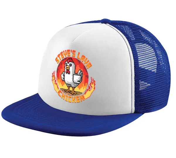 Steve's Lava Chicken — Καπέλο παιδικό Soft Trucker με Δίχτυ ΜΠΛΕ/ΛΕΥΚΟ (POLYESTER, ΠΑΙΔΙΚΟ, ONE SIZE)
