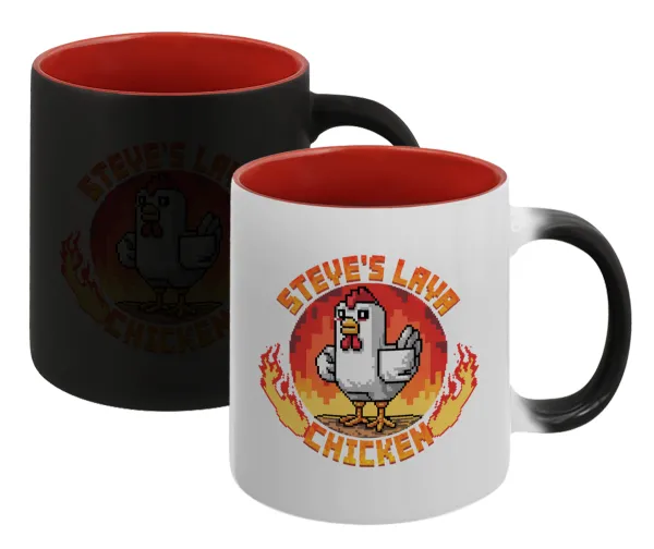 Steve's Lava Chicken — Magic mug with red interior, ceramic, 330ml, changes colour with hot drinks