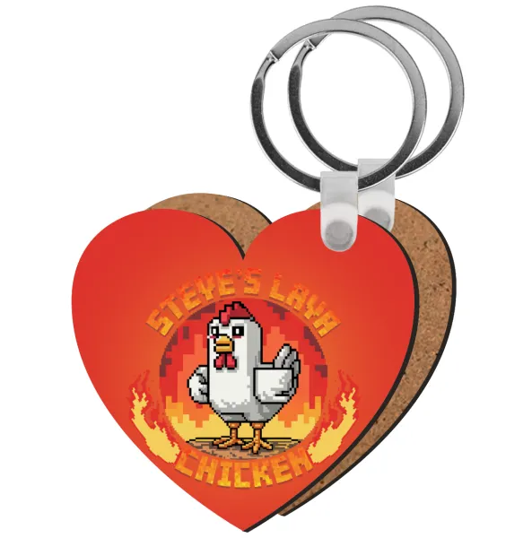 Steve's Lava Chicken — Heart wooden MDF keychain