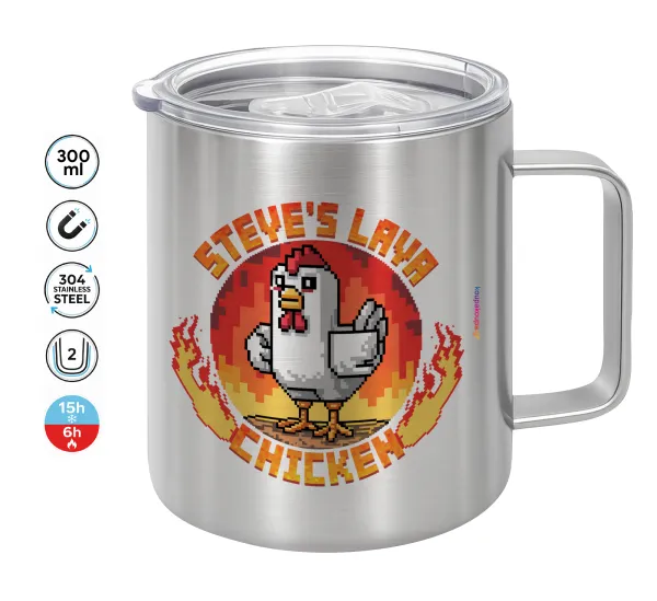 Steve's Lava Chicken — Double-walled stainless steel mug 300ml with temperature-retaining lid