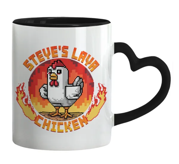 Steve's Lava Chicken — Mug heart black handle, ceramic, 330ml