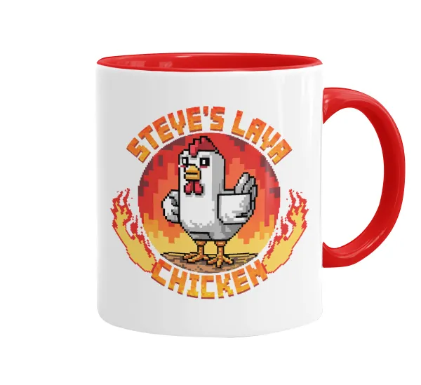 Steve's Lava Chicken — Mug colored red, ceramic, 330ml