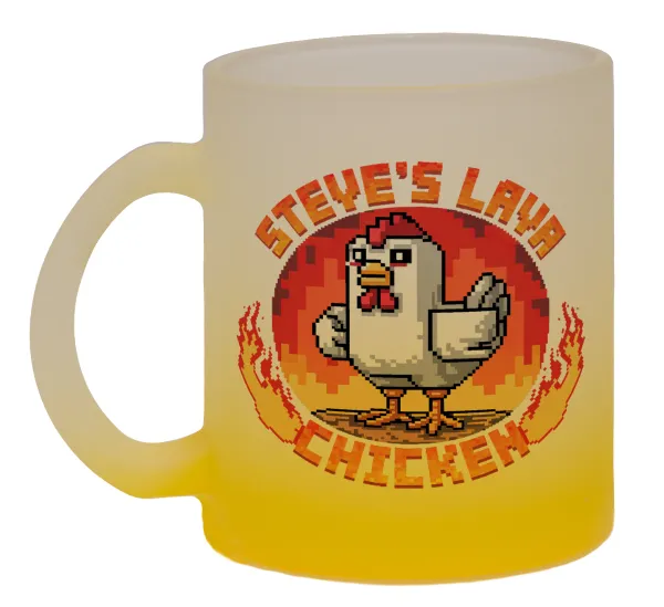 Steve's Lava Chicken — Κούπα γυάλινη δίχρωμη με βάση το κίτρινο ματ, 330ml