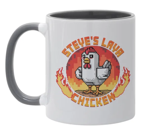 Steve's Lava Chicken — Κούπα χρωματιστή γκρι, κεραμική, 330ml
