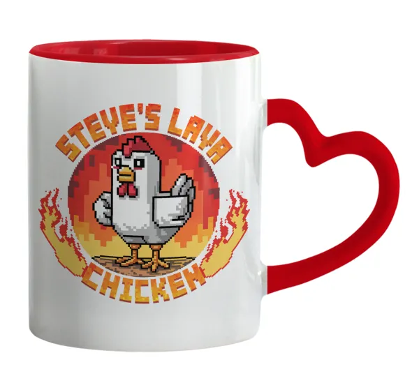 Steve's Lava Chicken — Mug heart red handle, ceramic, 330ml