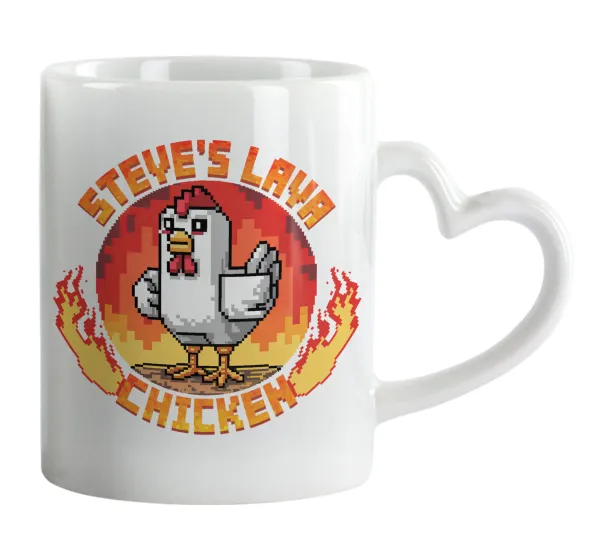 Steve's Lava Chicken — Κούπα καρδιά χερούλι λευκή, κεραμική, 330ml