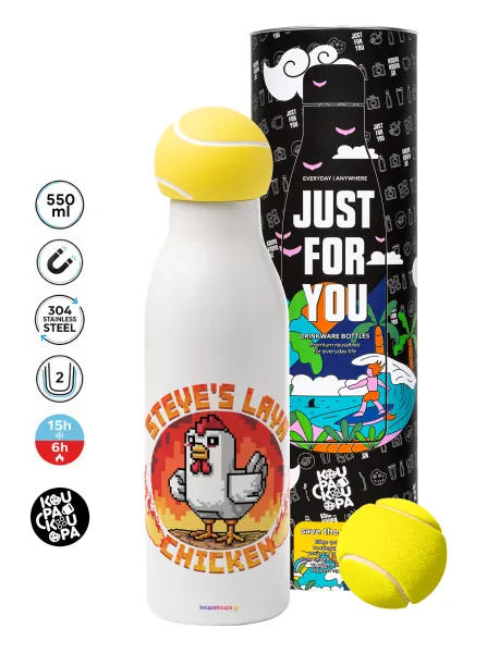 Steve's Lava Chicken — Tennis ball Metal mug thermos White, double wall, 550ml
