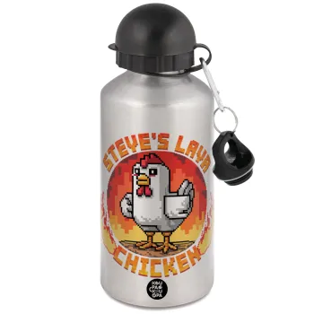 Steve's Lava Chicken, Μεταλλικό παγούρι νερού, Ασημένιο, αλουμινίου 500ml