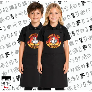 Steve's Lava Chicken, Μαύρη ΠΑΙΔΙΚΗ Ποδιά μακριά Σεφ ολόσωμη με τσέπες