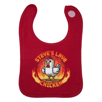 Steve's Lava Chicken, Σαλιάρα με Σκρατς Κόκκινη 100% Organic Cotton (0-18 months)