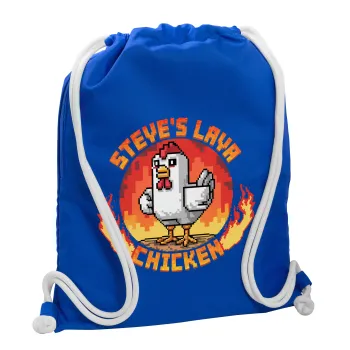 Steve's Lava Chicken, Τσάντα πλάτης πουγκί GYMBAG Μπλε, με τσέπη (40x48cm) & χονδρά κορδόνια