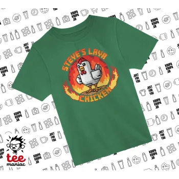 Steve's Lava Chicken, Άνετο παιδικό T-Shirt ΠΡΑΣΙΝΟ από 100% βαμβάκι, για κάθε μέρα. Vegan & OEKO-TEX πιστοποιημένο.