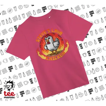 Steve's Lava Chicken, ΡΟΖ παιδικό T-Shirt από 100% βαμβάκι, για κάθε μέρα. Vegan & OEKO-TEX πιστοποιημένο.