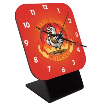 Steve's Lava Chicken, Quartz Wooden table clock with hands (10cm)