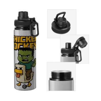 Chicken Jockey, Μεταλλικό παγούρι νερού με καπάκι ασφαλείας, αλουμινίου 850ml