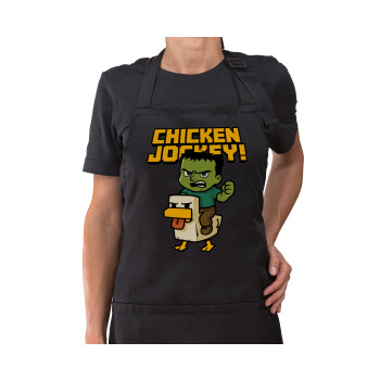 Chicken Jockey, Ποδιά μακριά Σεφ ολόσωμη με τσέπες Μαύρη (ΕΝΗΛΙΚΩΝ)