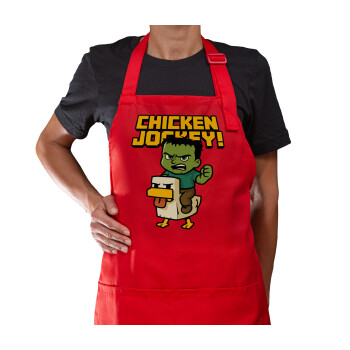 Chicken Jockey, Ποδιά Μακριά Σεφ ολόσωμη με τσέπες Κόκκινη (ΕΝΗΛΙΚΩΝ)