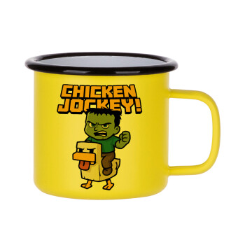 Chicken Jockey, Κούπα Μεταλλική εμαγιέ ΜΑΤ Κίτρινη 360ml