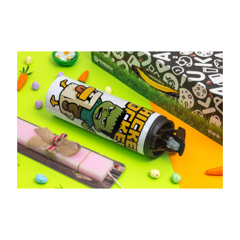 Chicken Jockey, Easter candle,Travel Tumbler 2 Lids, with metal straw & cleaning brush & aromatic flat candle (30cm) (PINK)