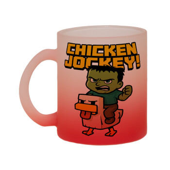 Chicken Jockey, Κούπα γυάλινη δίχρωμη με βάση το κόκκινο ματ, 330ml