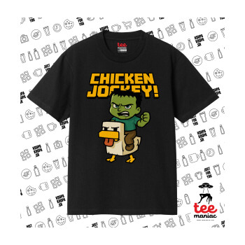 Chicken Jockey, Κλασικό T-Shirt, διπλής ραφής, χωρίς πλευρικές ραφές ΜΑΥΡΟ από 100% βαμβάκι. Vegan & OEKO-TEX πιστοποιημένο.
