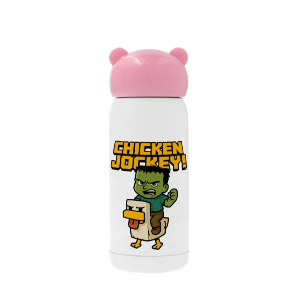 Chicken Jockey — Pink stainless steel thermal flask, 320ml