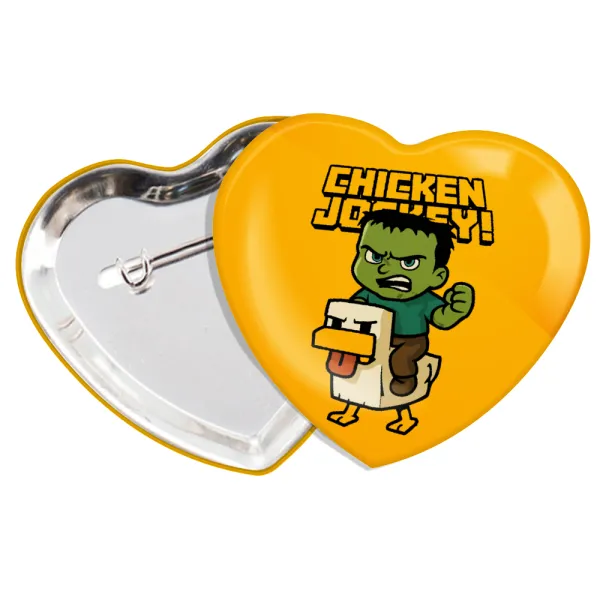 Chicken Jockey — Heart pin badge (57x52mm)