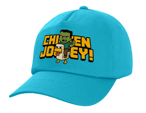 Chicken Jockey — Children's Baseball Cap, 100% Cotton Twill, Blue (COTTON, CHILDREN, UNISEX, ONE SIZE)