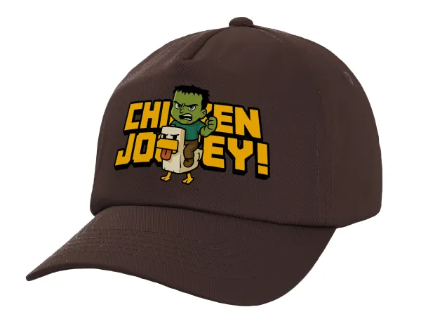 Chicken Jockey — Adult Baseball Cap, 100% Cotton, Chocolate (COTTON, ADULT, UNISEX, ONE SIZE)