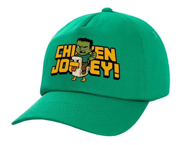 Chicken Jockey — Children's Baseball Cap, 100% Cotton Twill, Green (COTTON, CHILDREN'S, UNISEX, ONE SIZE)