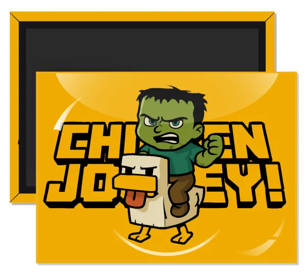Chicken Jockey — Rectangular fridge magnet, 9x6cm
