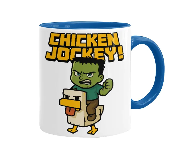 Chicken Jockey — Mug colored blue, ceramic, 330ml