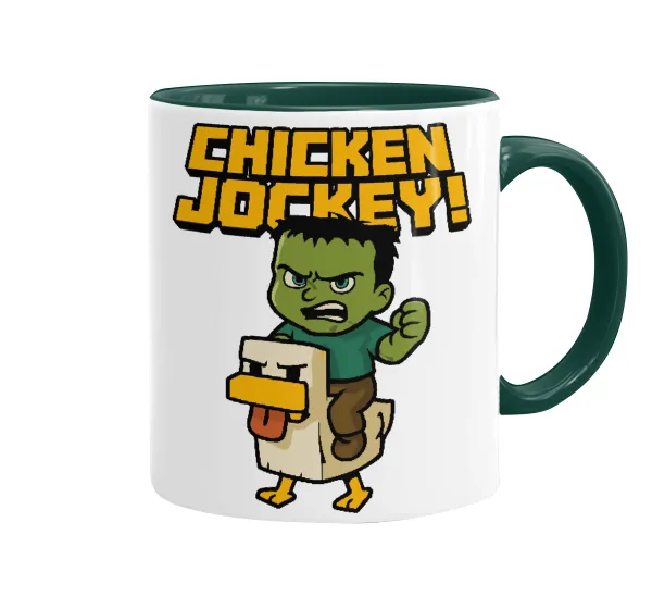 Chicken Jockey — Κούπα χρωματιστή πράσινη, κεραμική, 330ml