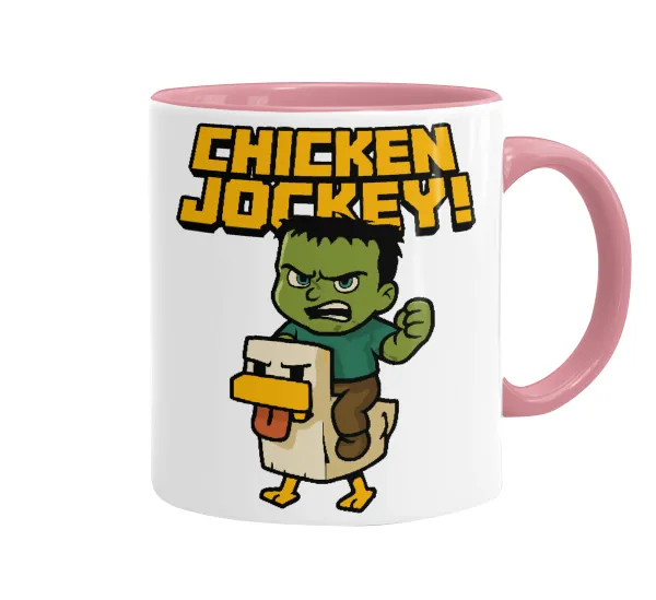 Chicken Jockey — Mug colored pink, ceramic, 330ml