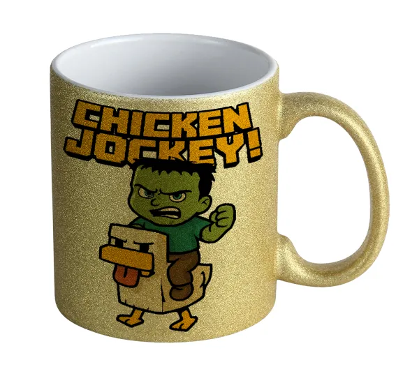 Chicken Jockey — Κούπα Χρυσή Glitter που γυαλίζει, κεραμική, 330ml