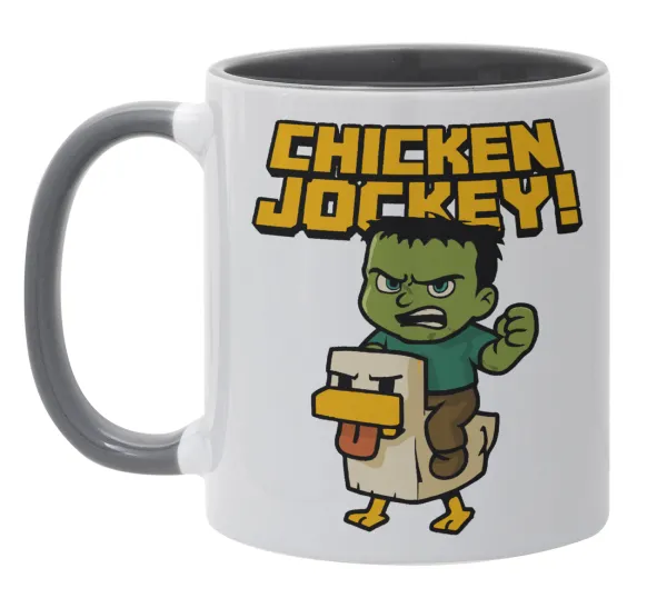 Chicken Jockey — Κούπα χρωματιστή γκρι, κεραμική, 330ml