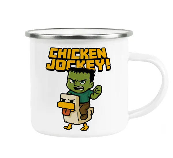 Chicken Jockey — Metallic enamel cup white 360ml