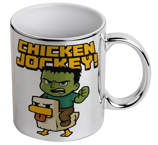 Chicken Jockey — Κούπα κεραμική, ασημένια καθρέπτης, 330ml
