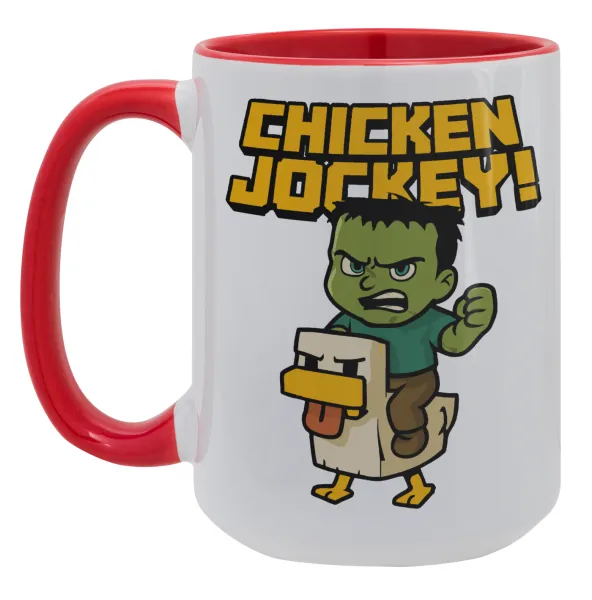 Chicken Jockey — Mega mug 15oz, red ceramic, 450ml