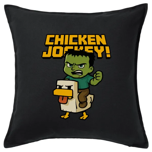 Chicken Jockey — Μαξιλάρι καναπέ Μαύρο 100% βαμβάκι, περιέχεται το γέμισμα (50x50cm)