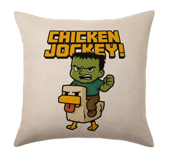 Chicken Jockey — Linen sofa cushion, 40x40cm, filling included