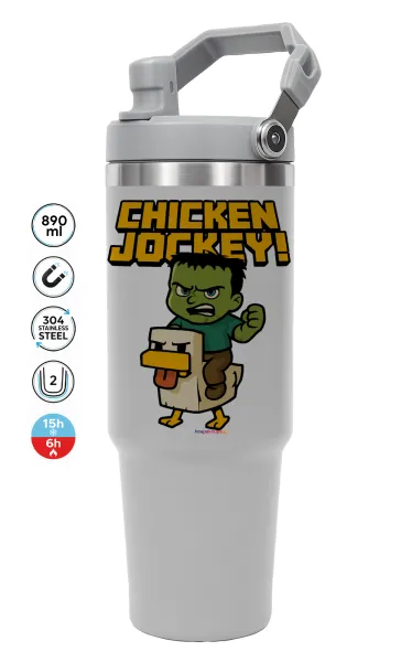 Chicken Jockey — GREY Travel Tumbler with Handle 890ml