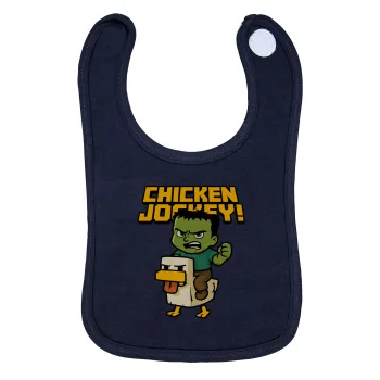 Chicken Jockey, Σαλιάρα με Σκρατς 100% Organic Cotton Μπλε (0-18 months)